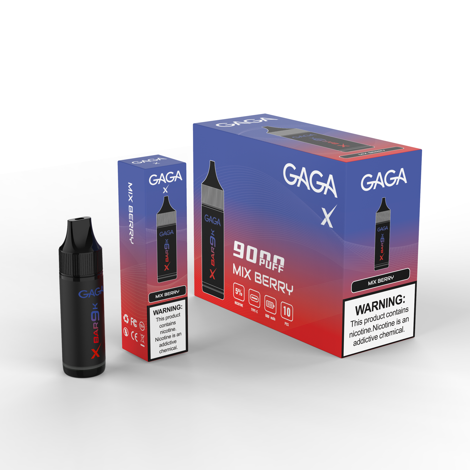 GAGA X Bar 9K Mixberry — Device and Packaging